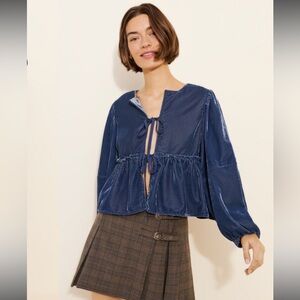 Free People Brunch Babe Velvet Blouse